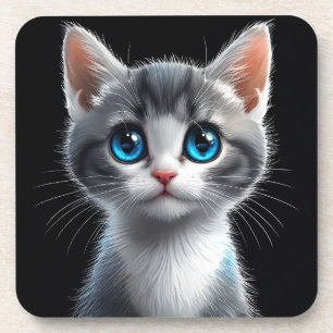 Adorable Grey Kitten With Striking Blue Eyes Coaster