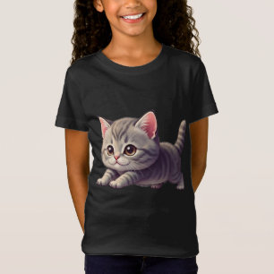 Adorable Grey Tabby Kitten Pouncing Playfully T-Shirt