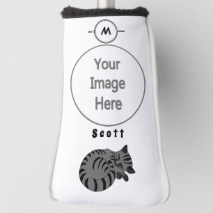 Adorable Grey Tabby Kitten Sleep Name Tag Golf Head Cover