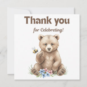 Adorable,  grizzly bear cub  Baby Shower  Thank You Card