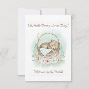 Adorable,  grizzly bear cub  Baby Shower  Thank You Card
