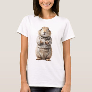 Adorable Groundhog in Cosy Knitted Sweater