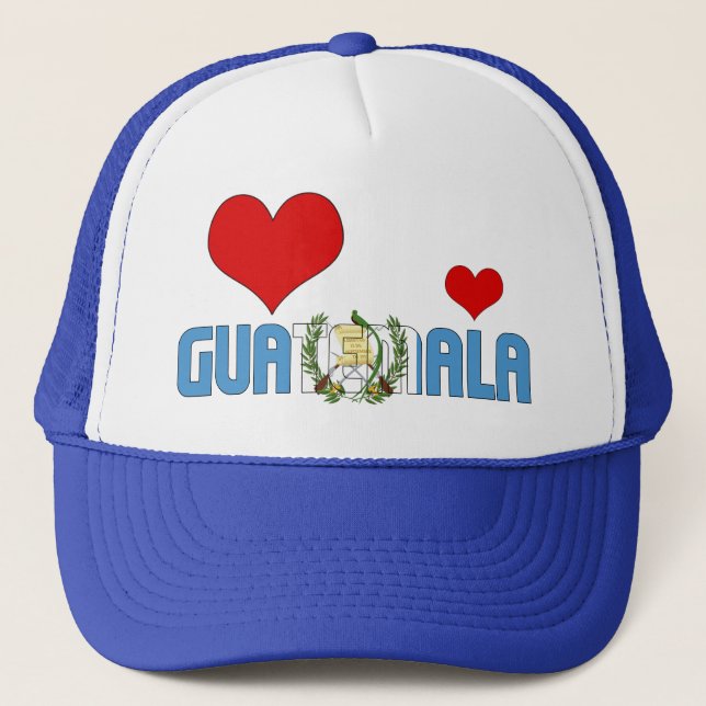 Adorable Guatemala Flag Hearts Patriotic Trucker Hat (Front)