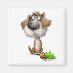 Adorable Guilty Shaggy Dog Cartoon Magnet
