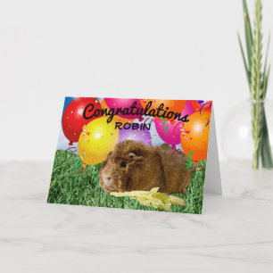 Adorable Guinea Pig and Balloons   Congratulations Card