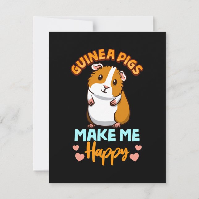 Adorable Guinea Pigs Make Me Happy Thank You Card (Front)