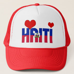 Adorable Haiti Flag Hearts Patriotic Trucker Hat