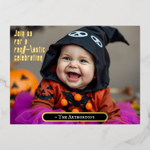 Adorable Halloween Baby  Foil Invitation Postcard