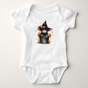 ADORABLE HALLOWEEN COW IN A BUCKET BABY BODYSUIT