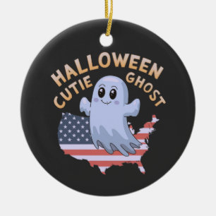 Adorable Halloween Cute Ghost Spooky, Funny Ceramic Tree Decoration