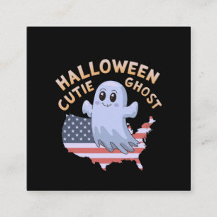 Adorable Halloween Cute Ghost Spooky, Funny Square Business Card