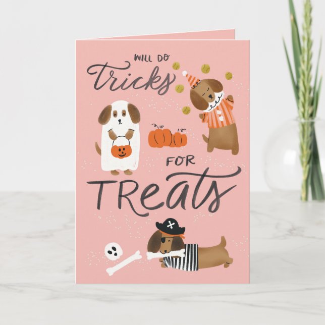 Adorable Halloween Dachshund Greeting Card (Front)