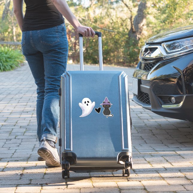Adorable Halloween Duo Friendly Ghost and Black Ca (Suitcase Insitu)