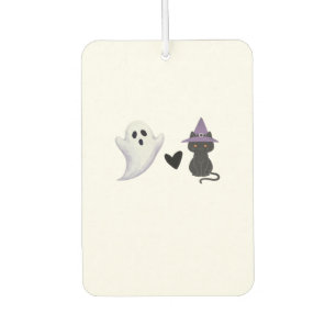 Adorable Halloween Duo Friendly Ghost and Black Ca Car Air Freshener