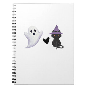 Adorable Halloween Duo Friendly Ghost and Black Ca Notebook