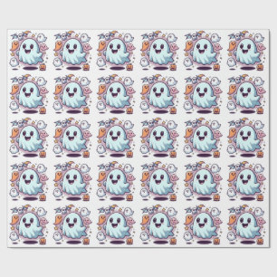 Adorable Halloween Ghost Squad & Spooky Friends Wrapping Paper