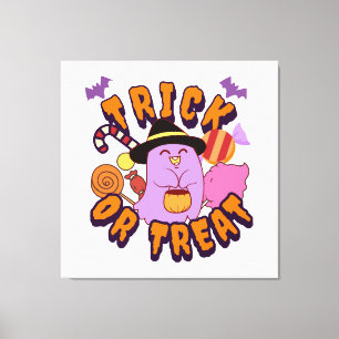 Adorable Halloween Ghost Trick or Treat Canvas Print