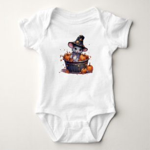 ADORABLE HALLOWEEN MOUSE IN A BUCKET BABY BODYSUIT