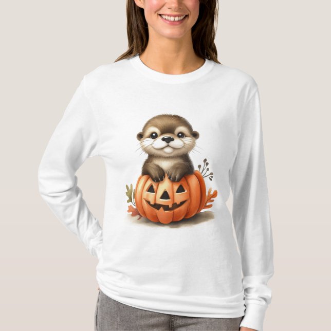 Adorable Halloween Otter T-Shirt (Front)