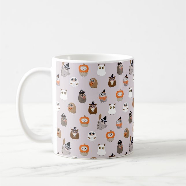 Adorable Halloween Owls Pattern Coffee Mug (Left)