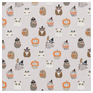 Adorable Halloween Owls Pattern Fabric
