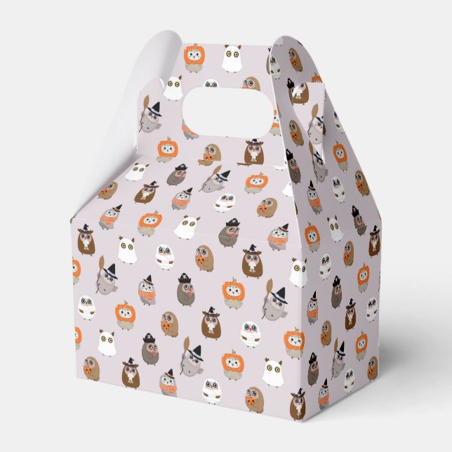 Adorable Halloween Owls Pattern Favour Box (Front Side)