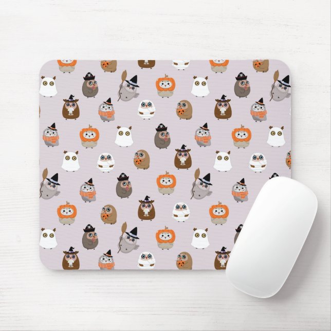 Adorable Halloween Owls Pattern Mouse Mat (With Mouse)