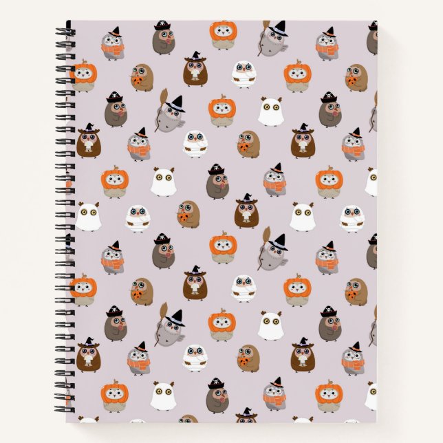 Adorable Halloween Owls Pattern Notebook (Front)