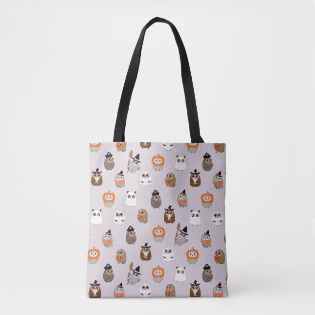 Adorable Halloween Owls Pattern Tote Bag (Front)