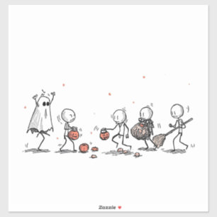 Adorable Halloween Stick Figure Scene