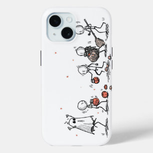 Adorable Halloween Stick Figure Scene iPhone 15 Case