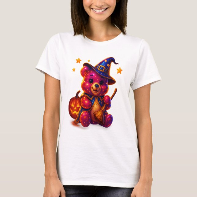 Adorable Halloween Teddy Witch T-Shirt (Front)