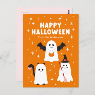 Adorable Halloween Trick or Treat Ghosts Postcard