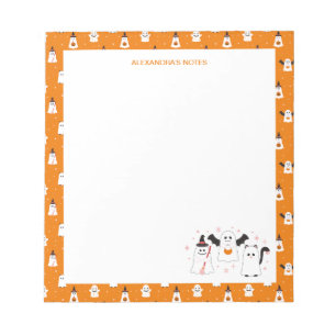 Adorable Halloween Trick or Treating Ghosts Notepad