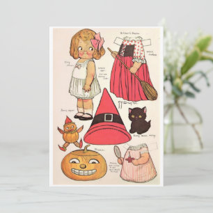 Adorable Halloween Witch 🎃  Paper Dolls Thank You Card