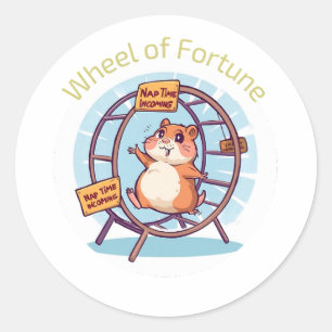 Adorable Hamster Humor – Wheel of Fortune Parody Classic Round Sticker