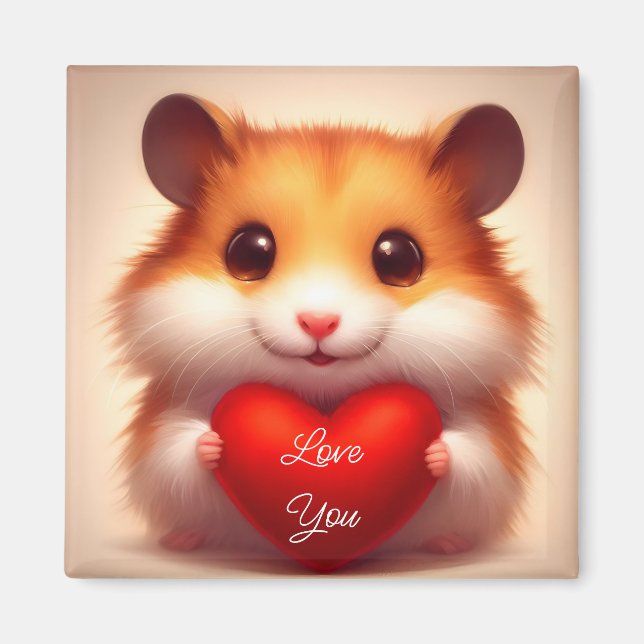 Adorable Hamster With Heart Magnet (Front)