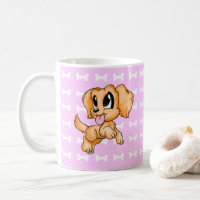 Adorable Hand Drawn Golden Retriever Dog Pink Mug