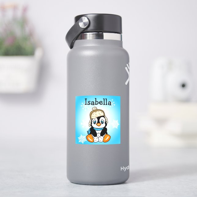 Adorable Hand drawn Penguin with Snowballs (HydroFlask)