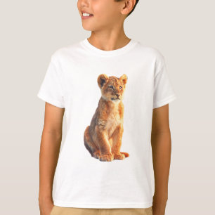 Adorable Hand Painted Realistic Lion Cub Kids T-Shirt