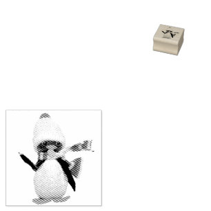 Adorable Handmade Walnut Penguin Ornament Rubber Stamp