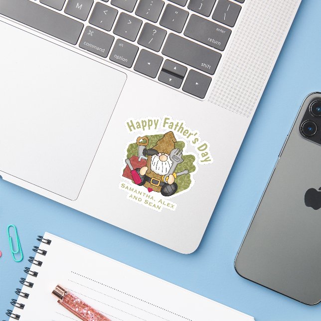 Adorable Handyman & Carpenter Garden Gnome (Laptop w/ iPhone)