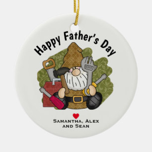 Adorable Handyman & Carpenter Garden Gnome Ceramic Tree Decoration