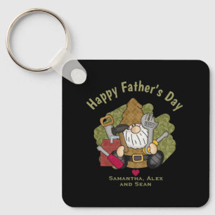 Adorable Handyman & Carpenter Garden Gnome Key Ring