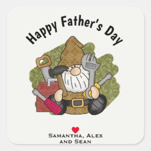 Adorable Handyman & Carpenter Garden Gnome Square Sticker