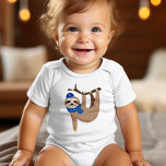 Adorable Hanukkah Sloth Baby Bodysuit<br><div class="desc">Festive personalised Hanukkah design.</div>