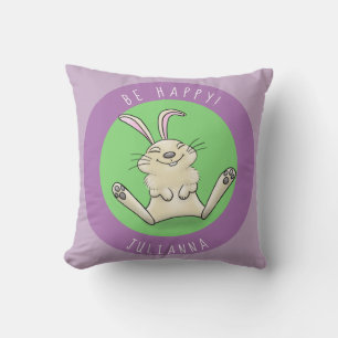 Adorable happy baby purple bunny rabbit cartoon cushion