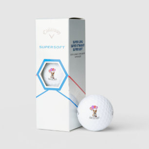 Adorable 'Happy Birthday' Pink Corgi Birthday Gift Golf Balls