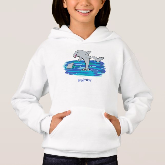 Adorable happy dolphins cartoon illustration (Front)