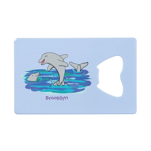 Adorable happy dolphins cartoon illustration (Front (Horizontal))